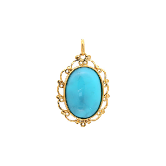 Cabochon colorful Onyx 18K Gold pendant