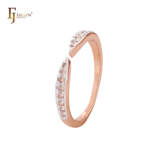 Paved white CZs open Rose Gold rings