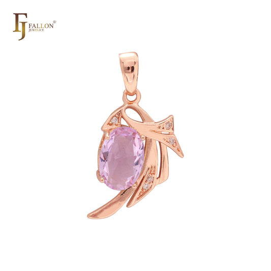 Rose Gold Solitaire Oval CZ Pendant