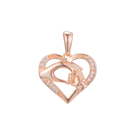 Rose Gold pendant of mom's hand and kid's fist