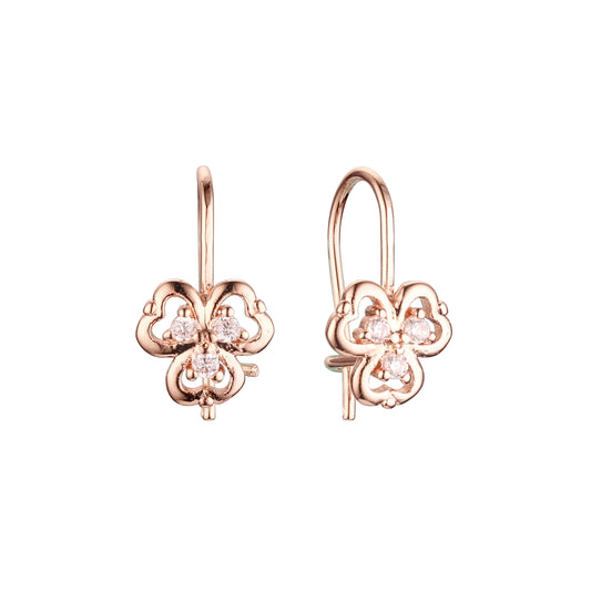 Rose Gold child clover earrings