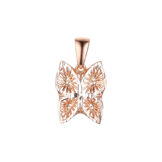 Butterfly filigree pendant plated in Rose Gold two tone