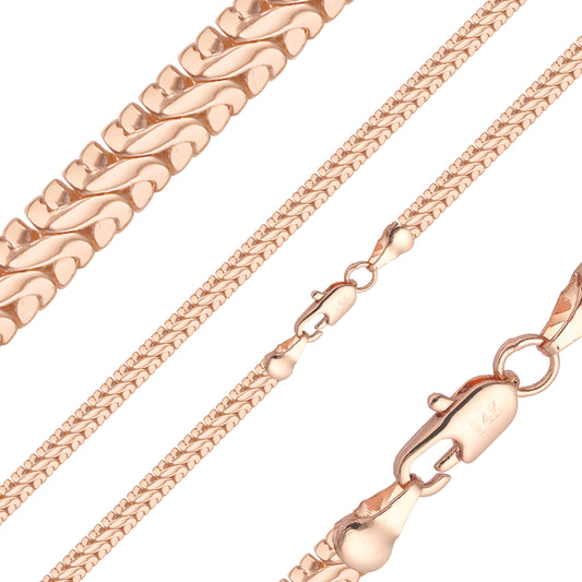 Snake chains plated in 14K Gold, Rose Gold