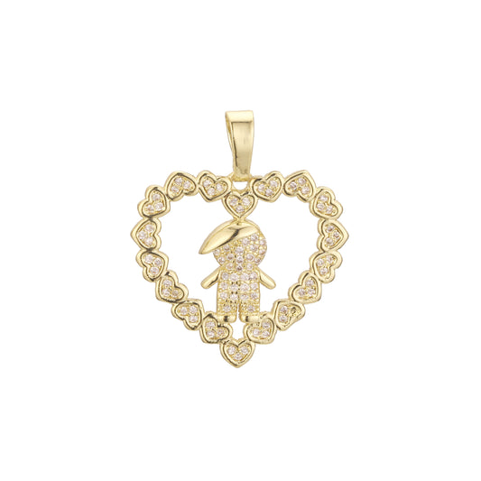 Heart halo of little kid 14K Gold pendant