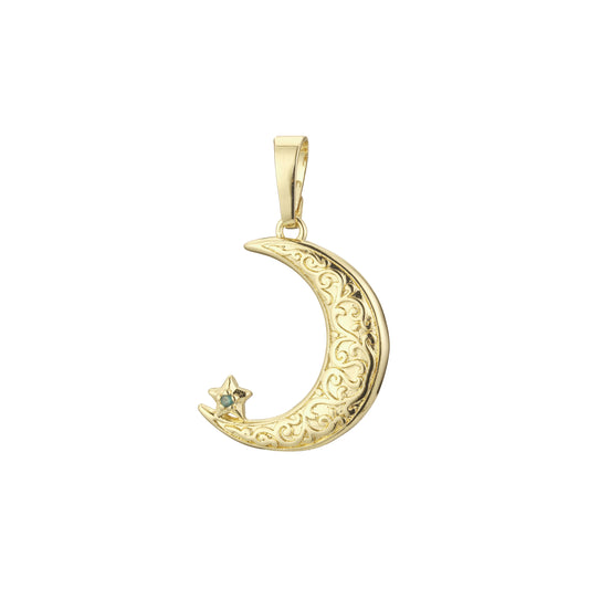 Islamic star and crescent Pendant in Rose Gold, 14K Gold plating colors