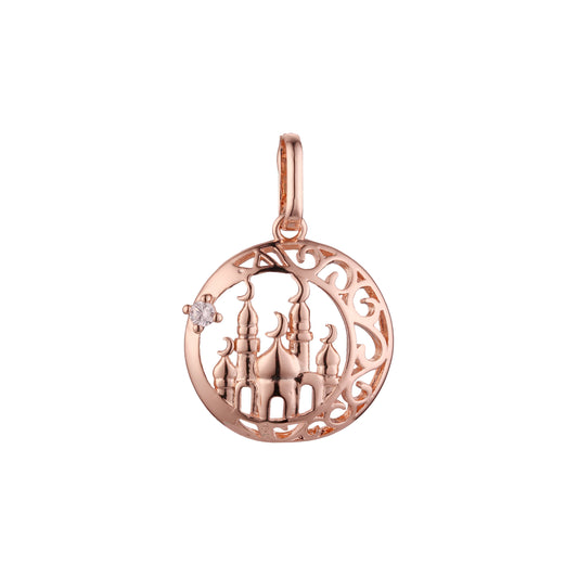 Star and Crescent Islamic Temple Rose Gold pendant