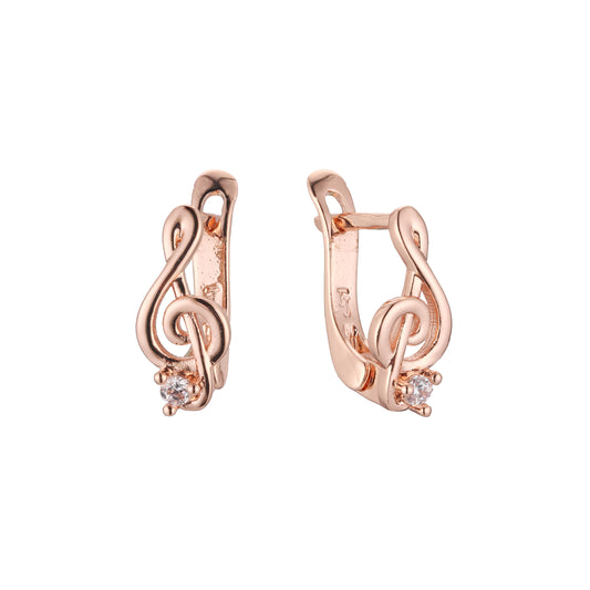 Music note cluster child earrings in 14K Gold, Rose Gold plating colors