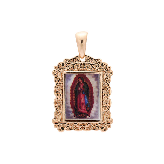 Portarit of Virgin Guadalupe Rose Gold pendant