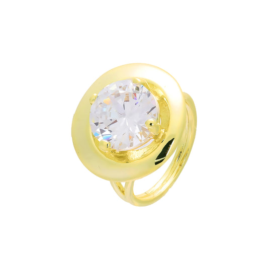Wide solitaire rings in 18K Gold, 14K Gold, Rose Gold plating colors