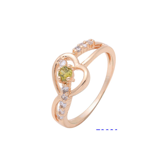 Solitaire heart paved fashion rings plated in Rose Gold, two tone