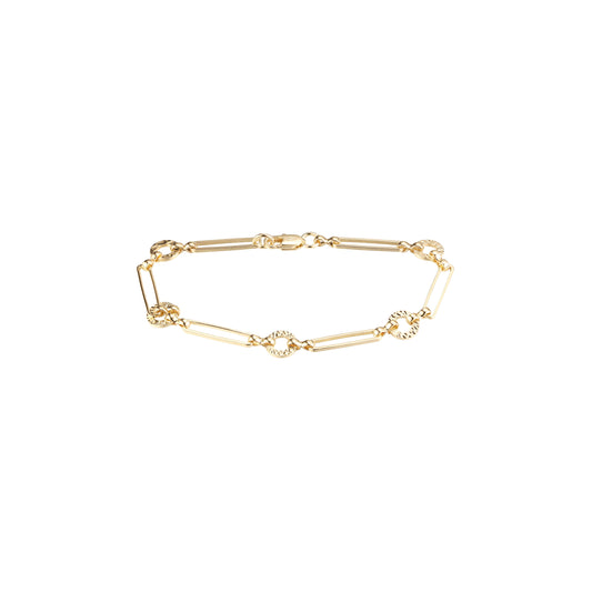 Fancy paperclip link bracelets plated in 14K Gold, Rose Gold colors