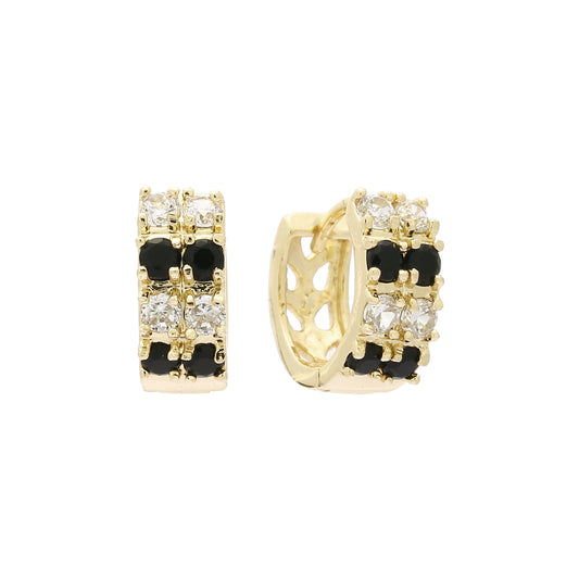 Cluster huggie earrings in 14K Gold, Rose Gold plating colors