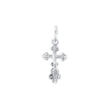 Catholic cross budded pendant in 14K Gold, Rose Gold & White Gold plating colors