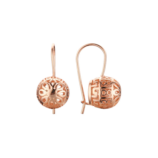 Rose Gold lantern wire hook earrings with beads