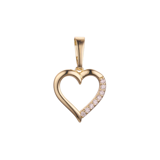 Heart pendant in Rose Gold, 14K Gold two tone, 18K Gold plating colors
