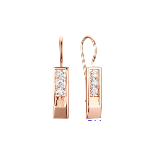 .Wire hook earrings in Rose Gold, two tone plating colors