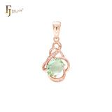 Colorful 14K Gold, Rose Gold Solitaire Pendant