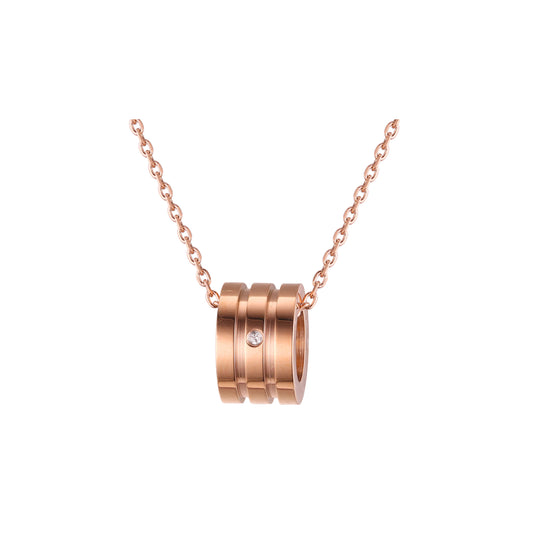 Rose Gold triple band cylinder ring necklace