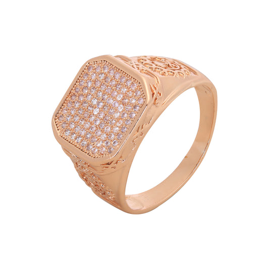 Cluster paved white or black CZ Rose Gold rings