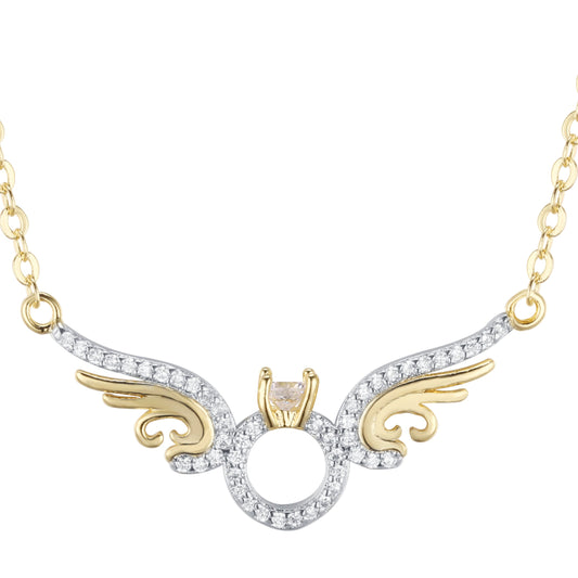 Angel wings necklace plated in 14K Gold, Rose Gold, White Gold, two tone