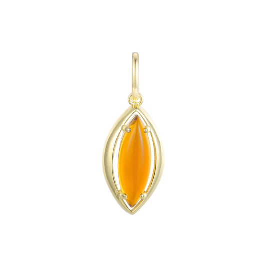 Solitaire Marquise big stone pendant plated in 14K Gold, Rose Gold
