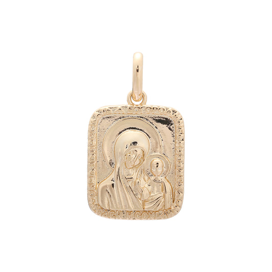 Virgin Mary of Kazan pendant plated in Rose Gold two tone colors