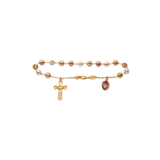 Saint Charbel Sharbel Makhlouf Monk 18K Gold three tone rosary bracelets