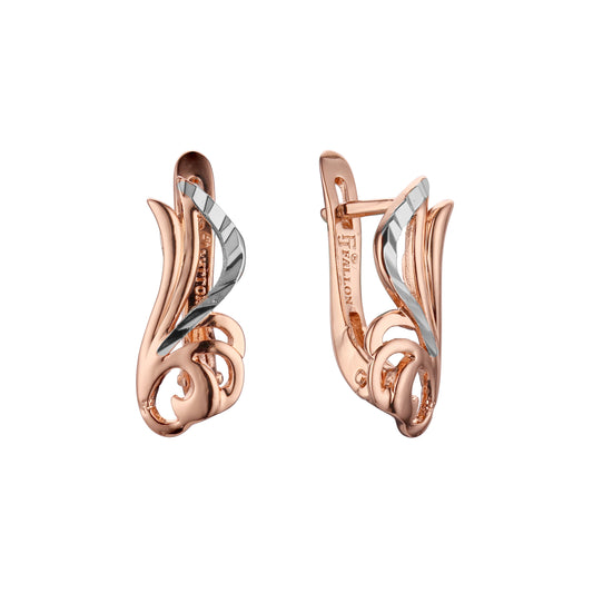 Wings Earrings in Rose Gold, two tone plating colors