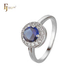 Chic colorful cubic zirconia White Gold halo rings