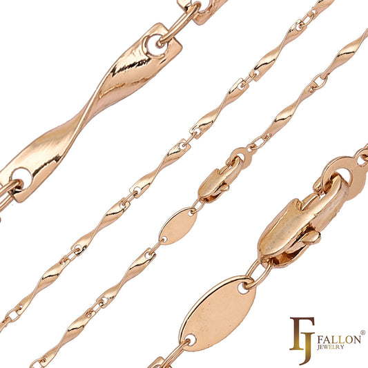 {Customize} Twisted bar Rose Gold Fancy Link Chains