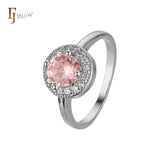 Chic colorful cubic zirconia White Gold halo rings