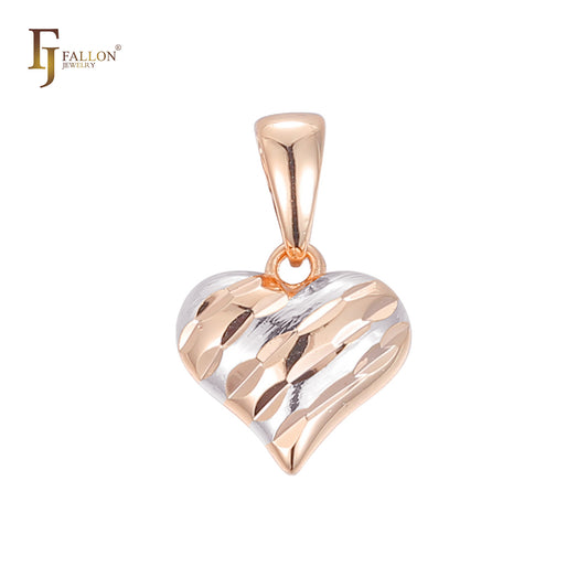 Solid textured Heart 14K Gold Pendant