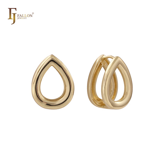 Teardrop geometric shape 14K Gold huggie earrings