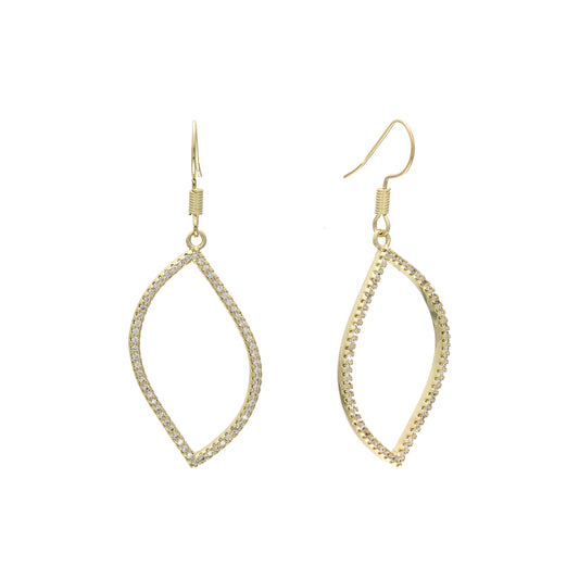 Marquise paved wire hook 14K Gold earrings