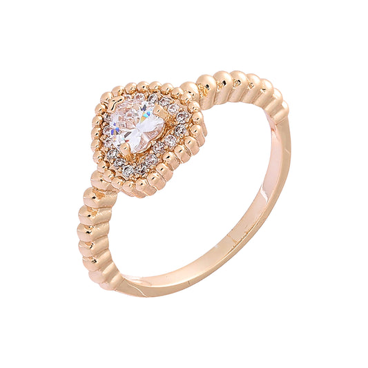 Heart halo paved white cz Rose Gold rings