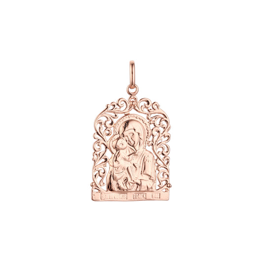 Virgin Mary of the Don pendant in Rose Gold, two tone plating colors