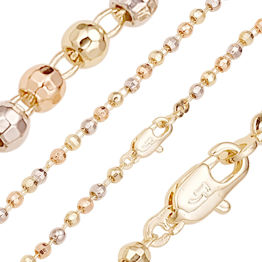 Beads 14K Gold three tone chains