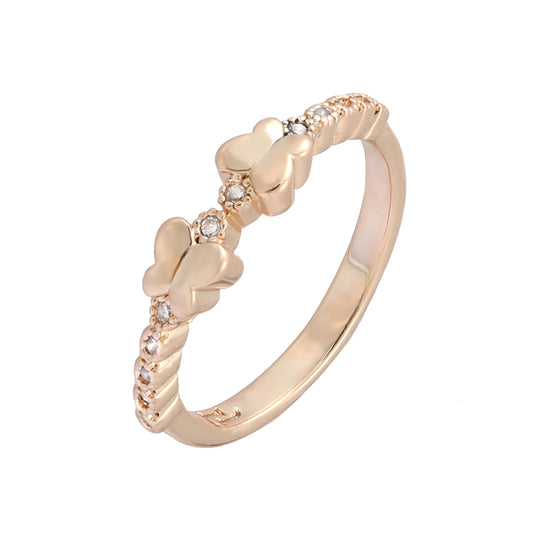 Butterflies paved white cz Rose Gold rings