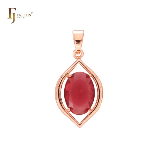 Marquise Oval CZ Rose Gold Solitaire Pendant