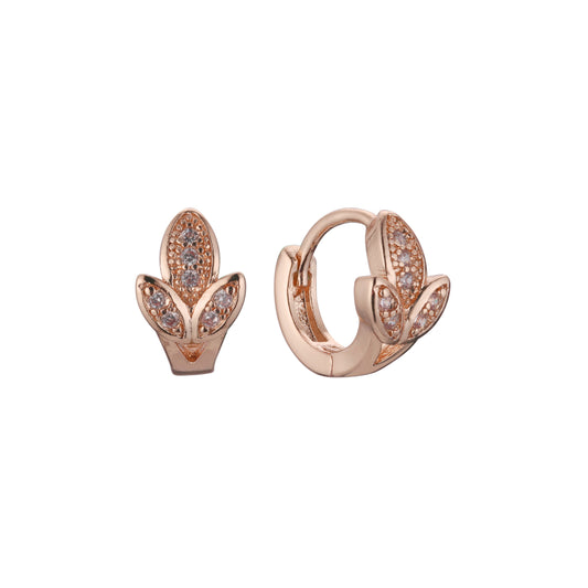Huggie leaves cluster child earrings in 14K Gold, Rose Gold plating colors