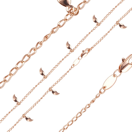 {Customize} Leaves and cable Fancy link chains plated in 14K Gold