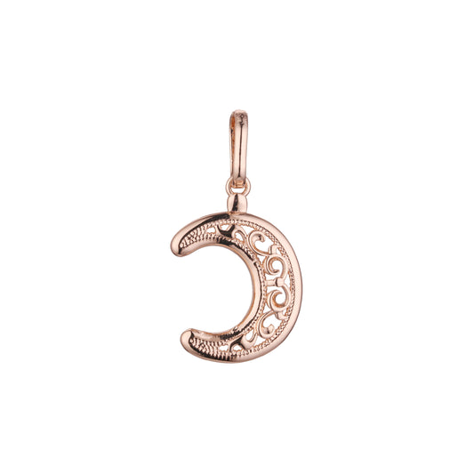Islamic pendant of the Crescent moon in 14K Gold, Rose Gold & White Gold plating colors