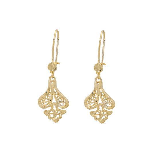 Wire hook filigree 14K Gold earrings