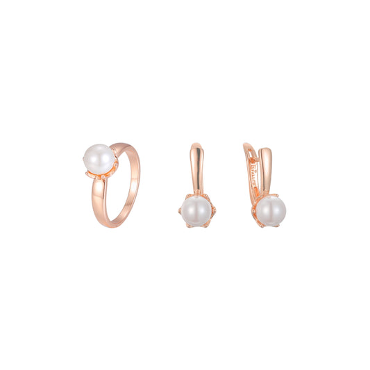 Solitaire pearl jewelry set plated in Rose Gold