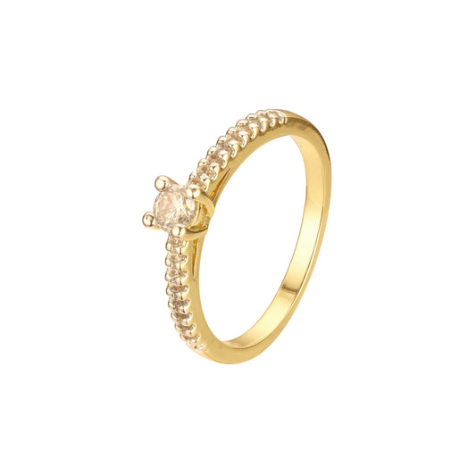 Solitaire rings paving stones in 18K Gold, 14K Gold, Rose Gold, two tone plating colors