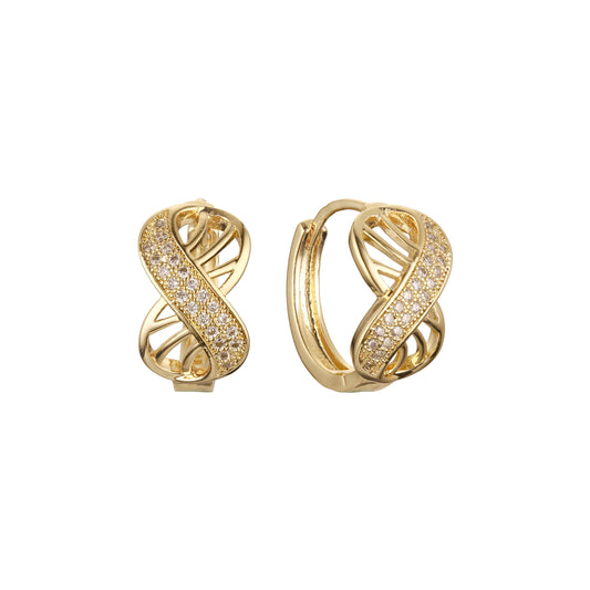 Cluster huggie earrings in 14K Gold, Rose Gold plating colors