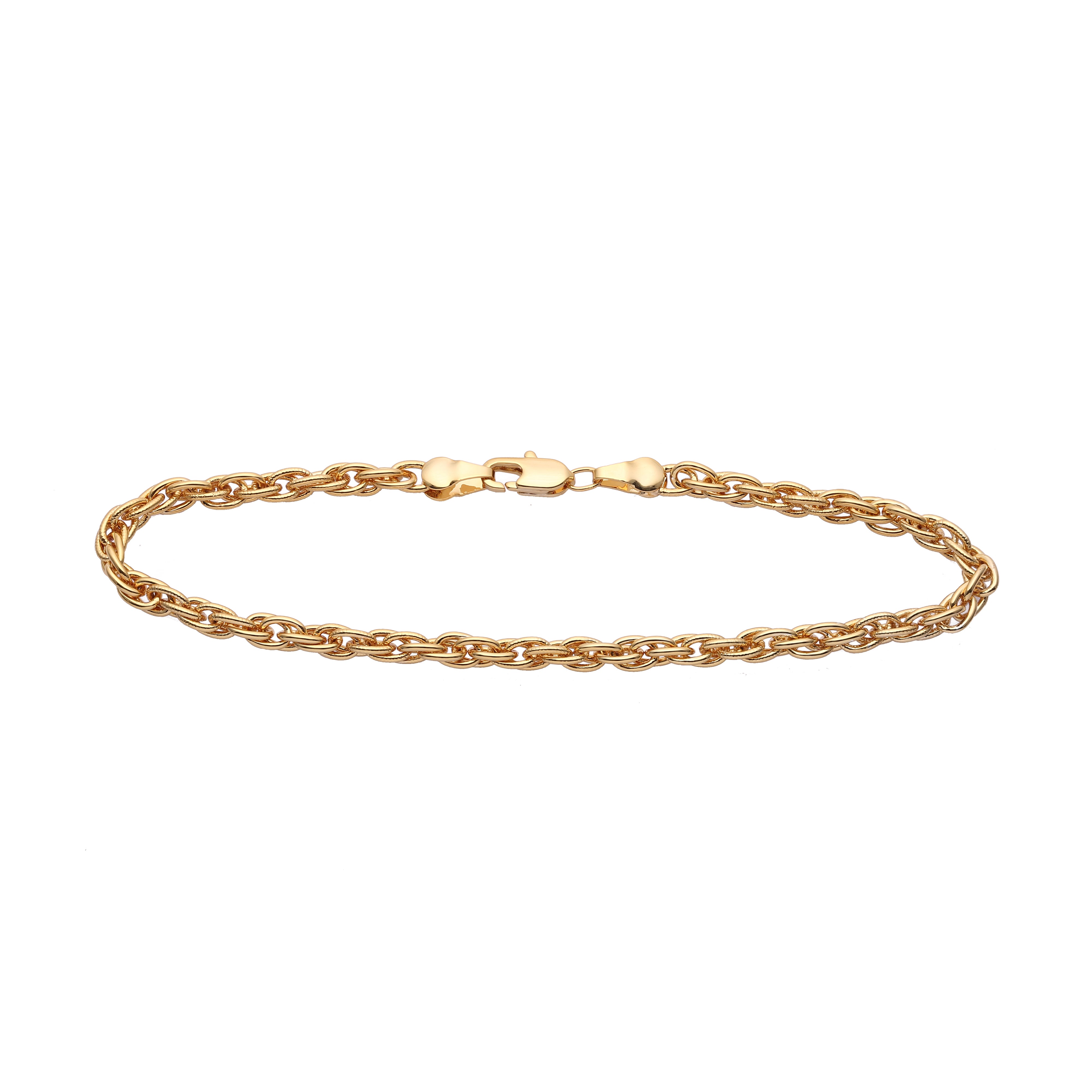 Rope link hammered chains plated in 14K Gold, Rose Gold
