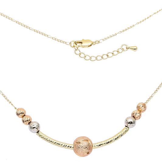 Tri-color Beads 14K Gold three tone necklace