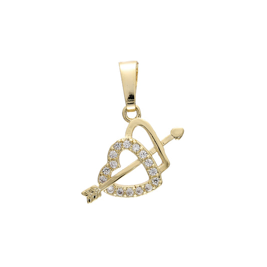Double heart and arrow pendant in 14K Gold, Rose Gold, White Gold plating colors