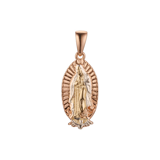 Virgin of Guadalupe Rose Gold two tone pendant